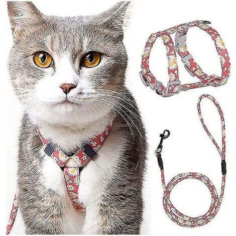 Adjustable Cat Harness Leash Harness (145cm Pink M) for Cats Small Dogs Nylon with Safety Durable Leash Harness for Puppy Kitten Small Animals MUMU (1/4)