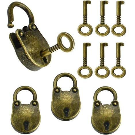 DOITOOL 12pcs Mini Antique Padlock Small Metal Heart Shaped Padlock