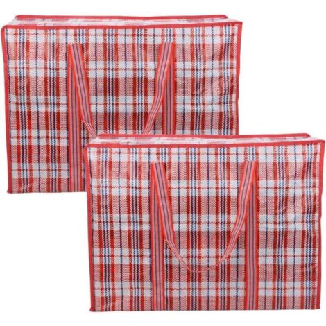 (Red) 2 Pack Storage Bags, Large Capacity Clothes Storage Bags, Zippered Moving Bags for Laundry, Moving, Groceries MUMU (1/4)