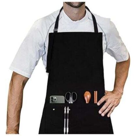 Apron 70 x 85 cm, kitchen apron with adjustable neck strap, grill apron in professional quality MUMU (1/4)
