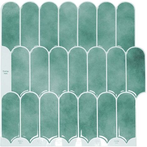Green self-adhesive tile wallpaper, 30 x 30 cm, mosaic-style wall sticker, waterproof decorative film for bathroom and kitchen wall tiles MUMU (1/4)