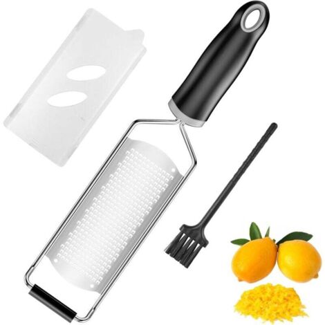 1 Piece Cheese Grater, Stainless Steel Grater, Parmesan Grater, Citrus Grater, Kitchen Grater, Dishwasher Safe with Protective Cover, Brush, for Ginger, Chocolate MUMU (1/4)