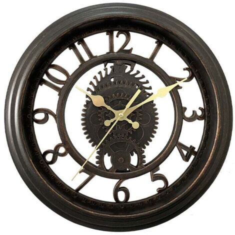 11" Vintage Wall Clock - Black, Creative Skeleton Wall Clock, Round Bright Living Room Wall Clock, Luxury Style MUMU (1/4)