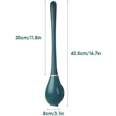 Pack Flat Silicone Toilet Brush, Hanging Toilet Brush, Flexible Silicone Toilet Brush, Bathroom Toilet Brush with Punch-Free, Quick-Drying Wall Holder (Blue) MUMU