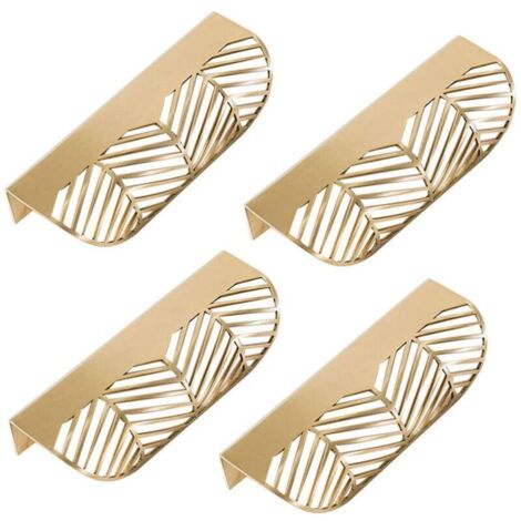 4pcs - 117mm Leaf Shape Drawer Pull Handle Solid Brass Furniture Handle for Living Room Kitchen Bedroom MUMU