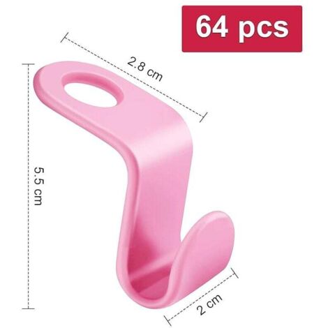 (Pink) 64 pieces coat hanger hooks connecting hooks for coat hangers hanging hook connectors mini cascade coat hangers space-saving in closets MUMU