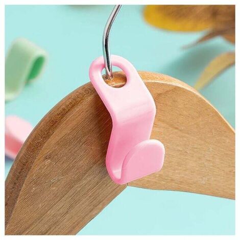 (Pink) 64 pieces coat hanger hooks connecting hooks for coat hangers hanging hook connectors mini cascade coat hangers space-saving in closets MUMU