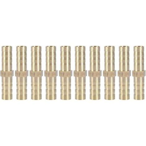 (6mm 10pcs) Two Way Straight Pipe Fitting Brass Barb Connector Tube Joint 6/8/10/12/14/mm MUMU (1/4)