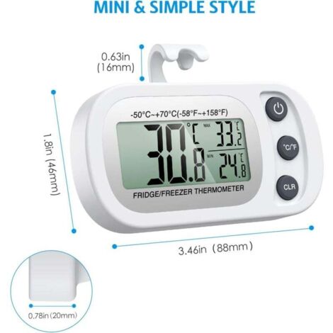 4-Pack Digital Refrigerator Thermometers - Large LCD Display, °C/°F Convertible, With Hanging Hook For Fridge/Freezer