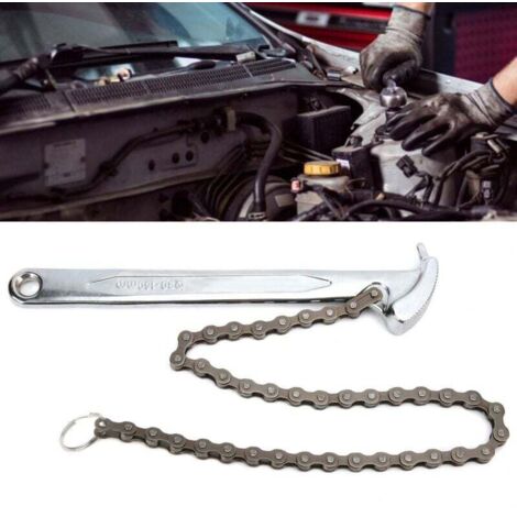 Oil filter wrench, 9 inch chain wrench, adjustable oil filter wrench, suitable for auto repair, mechanical disassembly, mechanical installation MUMU (1/4)
