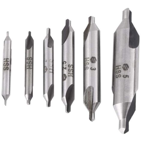 6pcs HSS 60° Center Drill Bits Kit Ø 1/1.5/2/2.5/3/5mm for Metal MUMU (1/4)