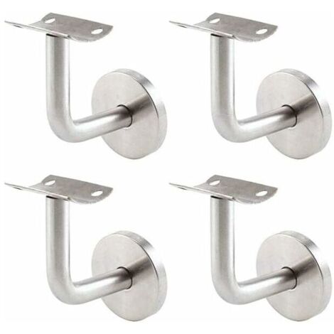Wall-mounted handrail brackets - Stainless steel stair railing brackets - Set of 4 wall-mounted handrail brackets - Silver