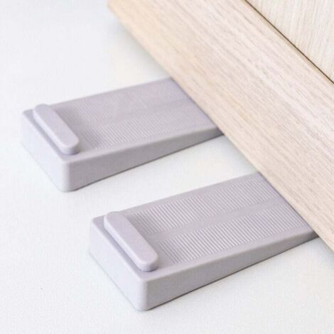 Anti-slip rubber doorstops, set of 6, adjustable height, grey (1/2)