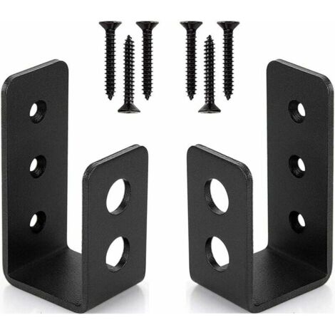 Set of 2 Heavy Duty Steel Door Brackets for 2 x 4 Doors - U-Shaped Security Bar (1/4)