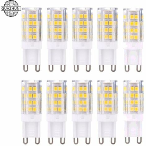 Pack of 10 5W G9 RTGPT LED bulbs, warm white (3000K), providing 420 lumens. Equivalent to a 40W G9 halogen bulb. Non-dimmable. (1/4)