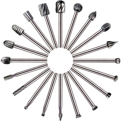 20 HSS milling bits for rotary tools, ideal for Dremel and other DIY accessories, for woodworking and engraving. (1/4)