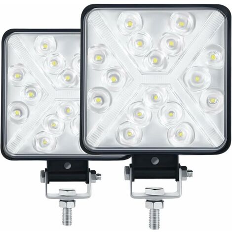 Pair of KZQ 4 inch LED work lights for tractor, 300W 12,000 lm 6,000K 4 x 4 IP67 for motorcycle, 8D square lens, extremely high brightness for tractor, SUV, truck, garage and garden. (1/3)