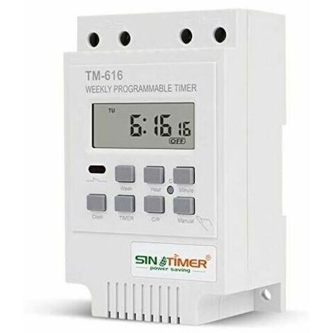 TM616 Relay Switch Programmer, 12V Digital Electric Weekly Timer with Digital LCD Display - White (1/4)