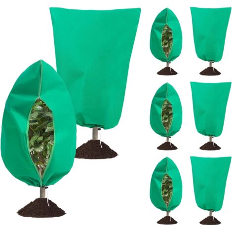 Set of 8 frost protection covers for plants,With a drawstring and zipper, to protect outdoor plants, potted shrubs, trees, and animals from frost (1/4)