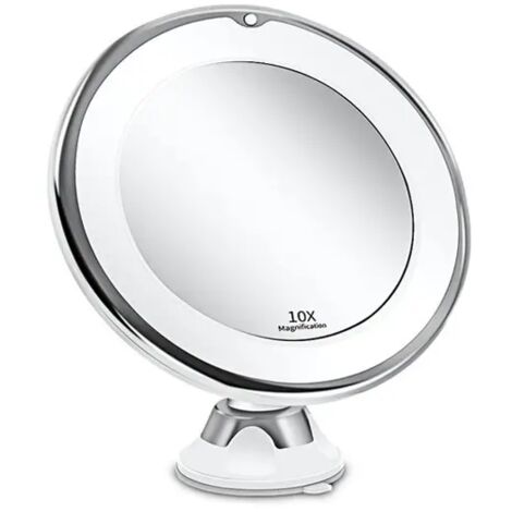 Makeup mirror with 10X magnification, LED lights, touch control and rotating arm (1/4)