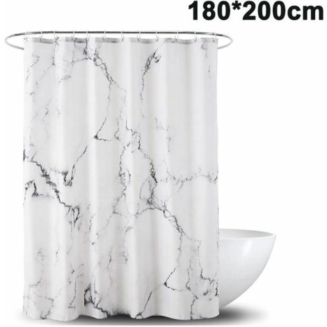 Marble shower curtain, mildew-resistant, antibacterial, waterproof polyester with 12 shower curtain rings. 3D digital print. Shower curtains for bathtub and shower in the bathroom. (1/4)