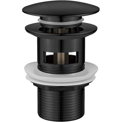 Universal Sink Drain with Overflow, Pop-Up Sink Drain, Click-Clack Drain, Pop-Up Drain, Black (1/4)