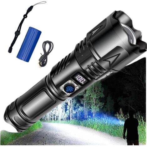 USB-C Rechargeable 100,000 Lumen LED Flashlight, IP65 Waterproof Tactical Torch, for Camping, Emergency, and Outdoor Activities (1/4)