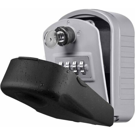 KZQ Key Safe [New Generation] Large outdoor safe with 4 emergency codes and keys. Waterproof and rustproof. Wall-mounted key box for schools, offices, and factories (grey). (1/4)