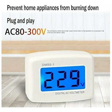 KZQ DM55-1 AC 80-300V LCD Digital Voltmeter with Blue Backlight, 220V Voltage Tester with EU Plug (1/4)