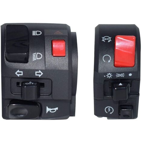 7/8" 22mm Left Right Motorcycle ATV Handlebar Control Switches for Horn, Turn Signal, Electric Fog Light, and Start Warning Light (1/5)