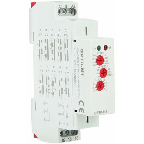 KZQ GRT8-M1 Time Delay Relay with 10 Functions, 35mm DIN Rail Mount, AC/DC 12V-240V 50-60Hz (1/4)