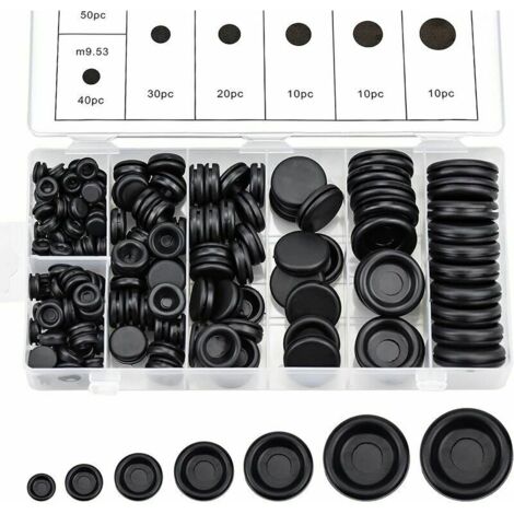 KZQ 170Pcs Rubber Cable Grommets Assortment Grommet Rubber Plugs Electrical Wire Ring Seal Kit with Storage Box for Car Water Hose Pump 7 Sizes Black, Superma (1/3)