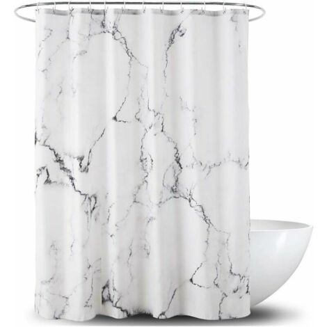 Waterproof Fabric Shower Curtain with Reinforced Hem - Various Sizes - Marble Pattern - Washable Polyester - 180 x 200 cm (1/4)