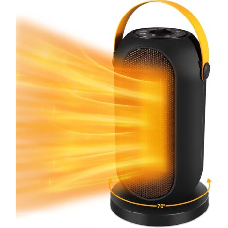 Portable electric heater, 1200W/600W, safe and quiet ceramic oscillating heater, tilt and overheat protection, suitable for office and home use