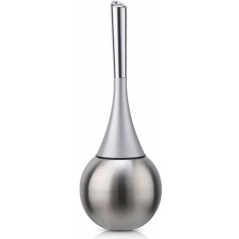 Freestanding toilet brush holder in polished brushed stainless steel, bathroom set (brush included) - silver (1/4)