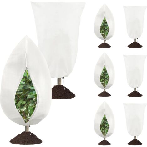 Set of 8 frost protection covers for plants,With a drawstring and zipper, to protect outdoor plants, potted shrubs, trees, and animals from frost (1/4)