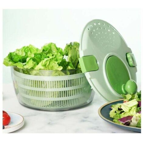 Large Salad Spinner, Vegetable Dryer, 4L PP Multifunctional Salad Spinner, Salad Drainer Bowl for Home Kitchen, Green (1/4)