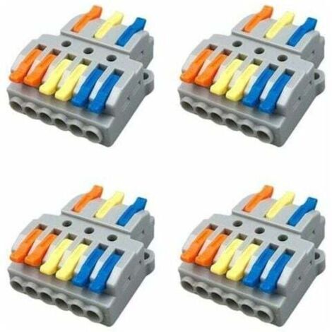 KZQ 4-Piece KV436 Lever-Nut Wire Connector Set, 3-in-6 Output Compact Conductor Wire Connectors, Compact Spring Terminal Block (1/4)