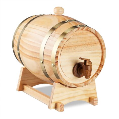 3-liter wooden barrel - Personalized wine barrel - Pine wood wine barrel - Aging barrel - Decanter for storing whisky, wine, spirits, etc. (1/4)