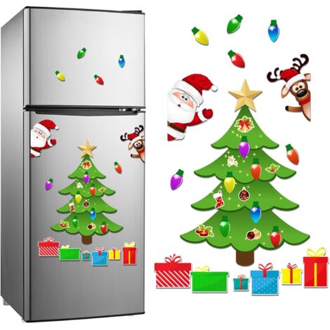 Magnetic Christmas tree for refrigerator, Christmas magnets, decorative magnetic stickers, metal door (C) (1/4)