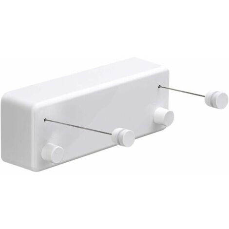 ABS retractable clothesline + aluminum clothes dryer with double adjustable stainless steel rope, hotel style, heavy-duty, wall-mounted, 13.8 feet, white (1/4)