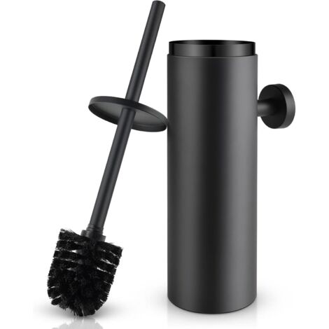 Black Toilet Brush with Wall-Mounted Toilet Brush Holder for Bathroom, Stainless Steel (1/4)