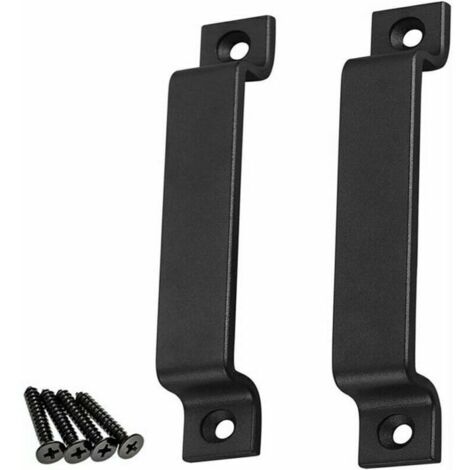 KZQ Barn Door Handle, Set of 2 Wooden Door Handles for Gate/Garden Shed, Kitchen Cabinets, Door Handles, Cupboards, Drawers and Bedroom Furniture, Black (1/4)