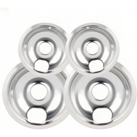 Electric stove drip trays, replacement chrome drip trays compatible with most plug-in electric stoves (1/4)