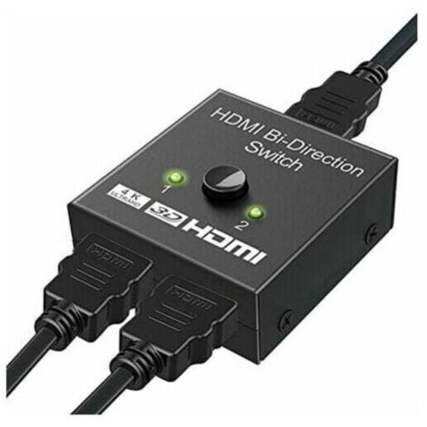 HDMI switch, 2-input 1-output bidirectional 4K HDMI splitter adapter or 1-input 2-output switch, supports 3D 4K 1080P, HDCP, HDMI switch for HDTV/Blu-ray/DVD player/DVR