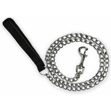 120cm Steel Chain Dog Leash, Sturdy Dog Leash with PU Leather Handle (1/4)