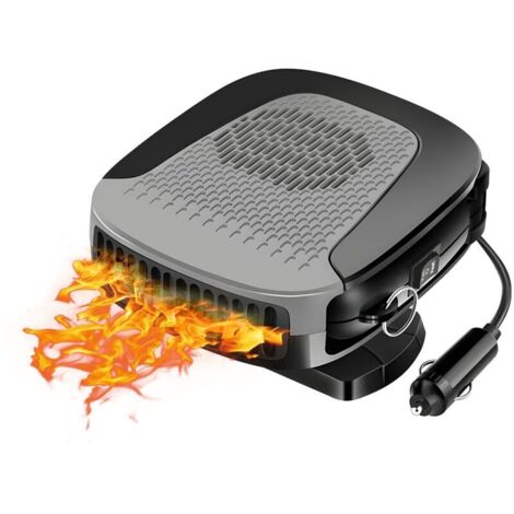Portable car heater with defroster, 150W, plugs into the cigarette lighter and rotates 360° (grey) (1/4)