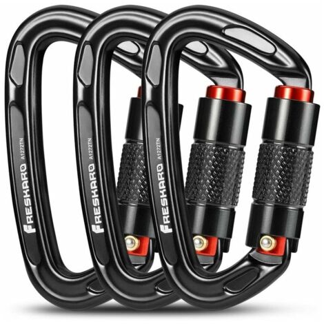 KZQ climbing carabiner (25kN/2550kg), CE certified, 10cm, black/grey, for mountaineering, leash, hammock, keychain (1/4)