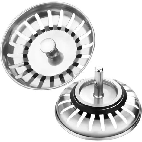 DPZO 2-Piece Kitchen Sink Strainer, Kitchen Sink Filter, 304 Stainless Steel Kitchen Sink Plug, Basket Strainer Sink Filter, Strainer Basket for Sink, for Kitchen and Bathroom, Diameter 79mm (1/4)