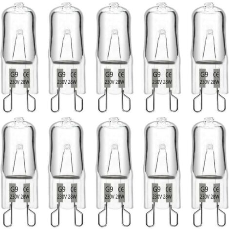 G9 halogen bulb, 28W, 230V, 370lm, 2700K warm white, dimmable, G9 capsule bulbs, for chandeliers, landscape lighting, wall lights, cabinet lighting, pack of 10 (1/4)